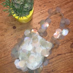 MARIA CALDERARA 1 of-a-kind RARE Modern Art silver wire palliette iridescent bag